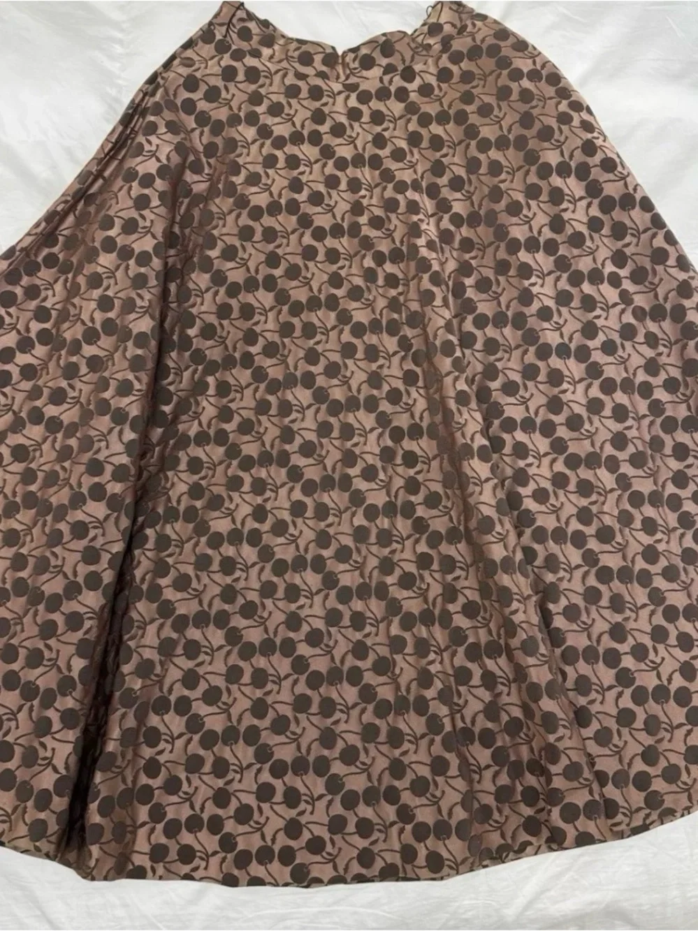 1950’s Vintage Floral Jacquard A-Line Circle Skirt - Rose Brown Cherry Print